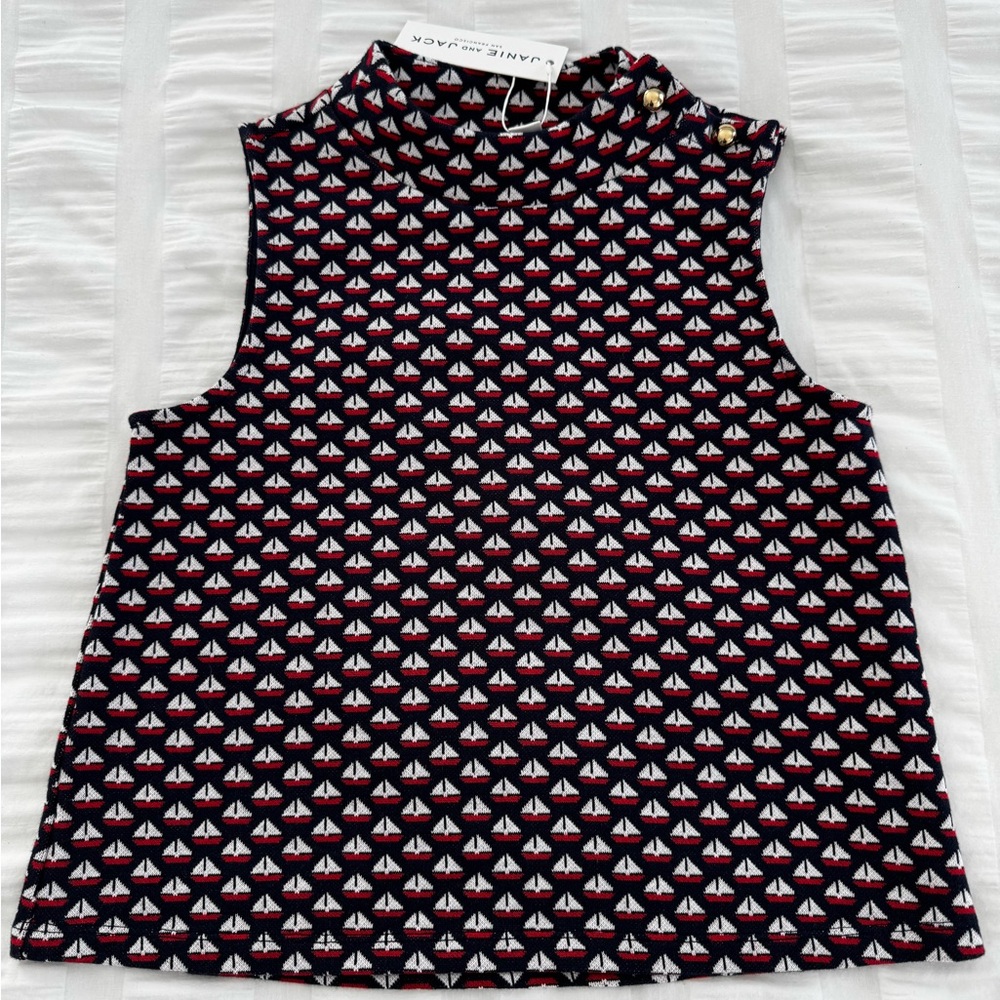Janie and Jack Navy Sailboat Pattern Top